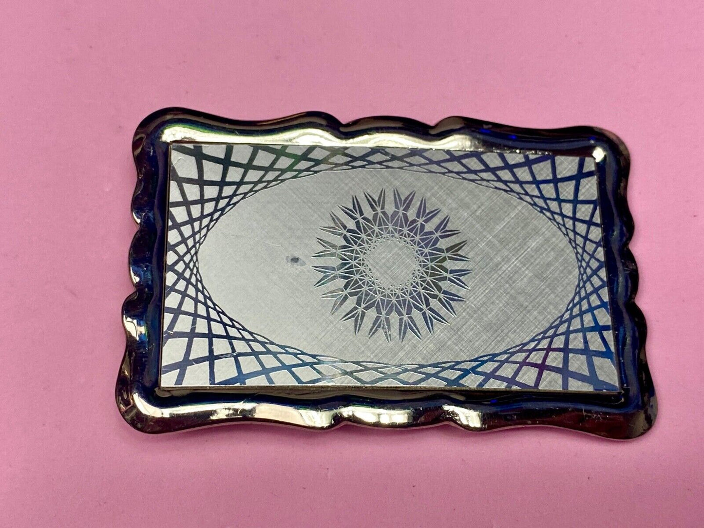 Vintage Etched Star Western Burst Pattern Fine Line Snowflake Belt Buckle 