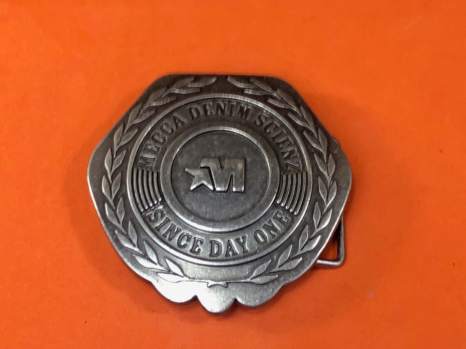 Unique shape , Vintage MECCA DENIM SCIENZ BELT BUCKLE - SINCE DAY ONE