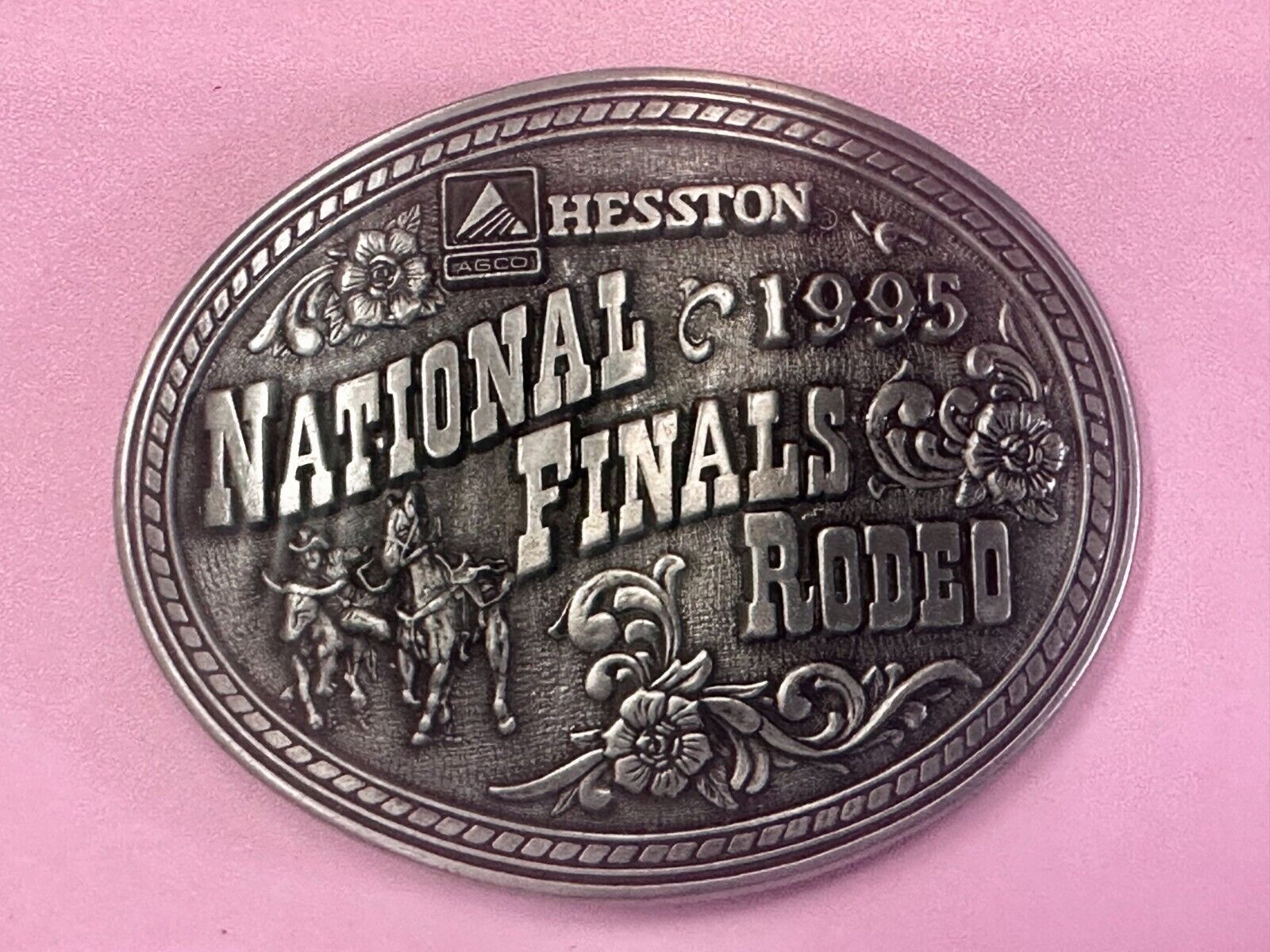 1995 ADM Hesston NFR National Finals Rodeo Cowboys Western Belt Buckle