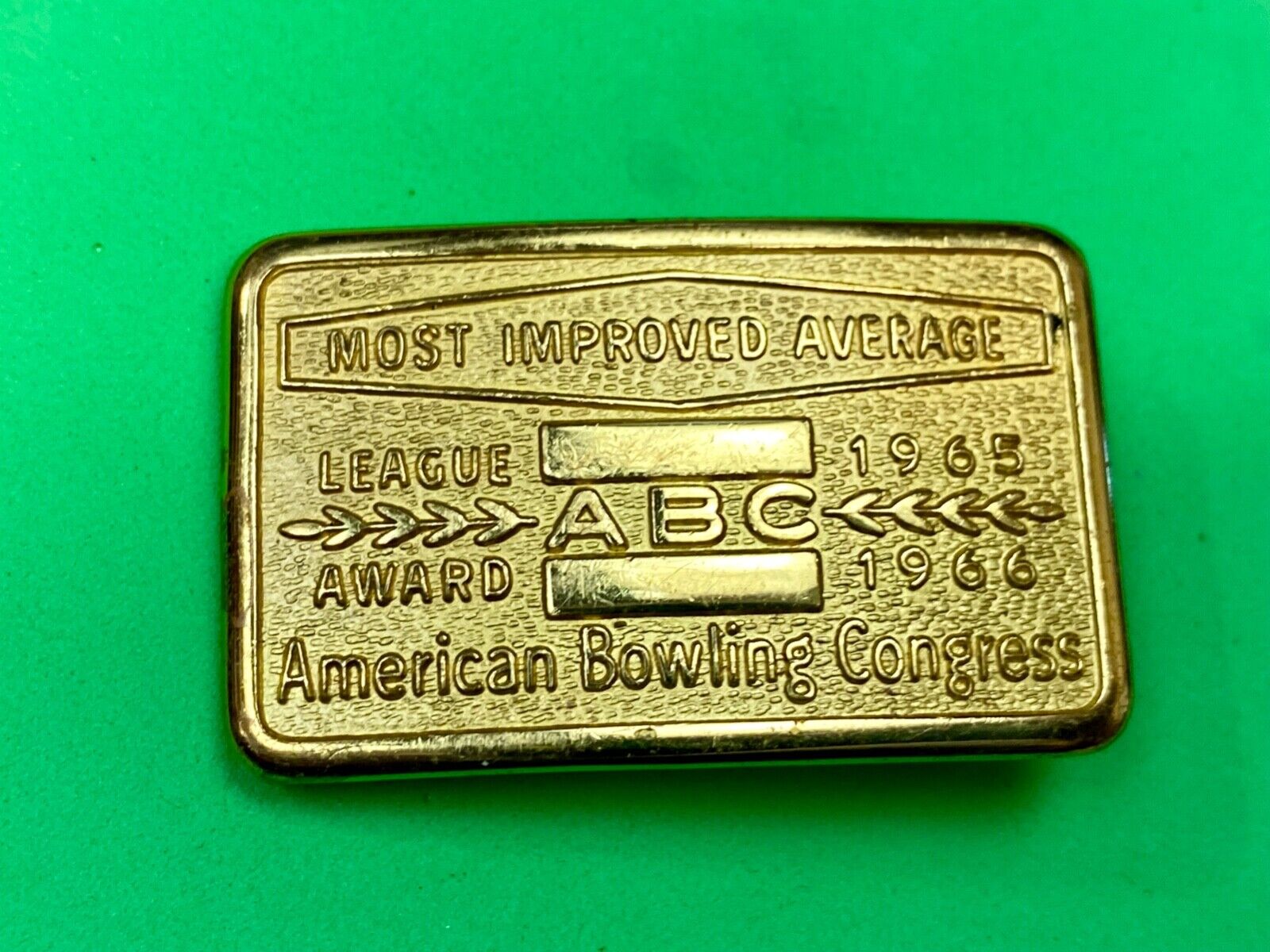 1965 - 66 ABC Bowling Bowler's BLANK Most improved average award belt buckle