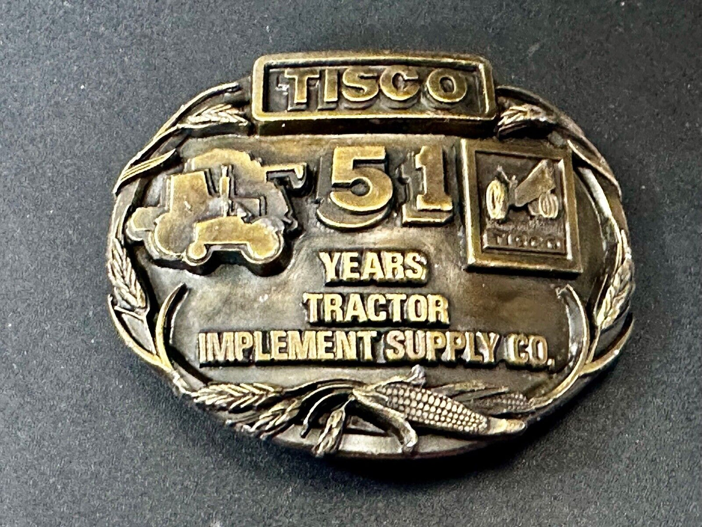 TISCO 51 Years Tractor Implement Supply Co. Belt Buckle Vintage 1987 by Siskiyou