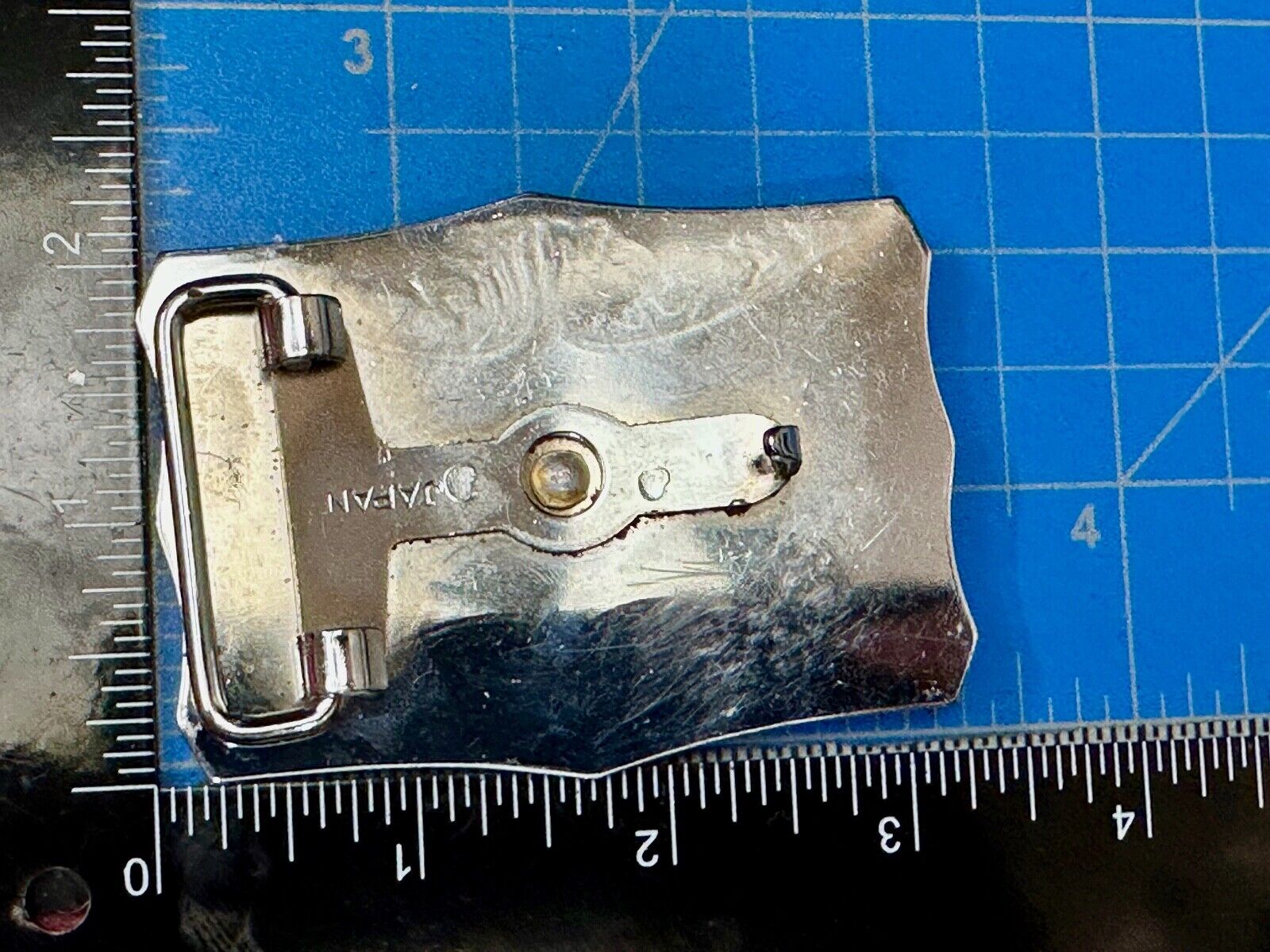 Two tone Raised Longhorn Cow Steer on Vintage Belt Buckle made in Japan