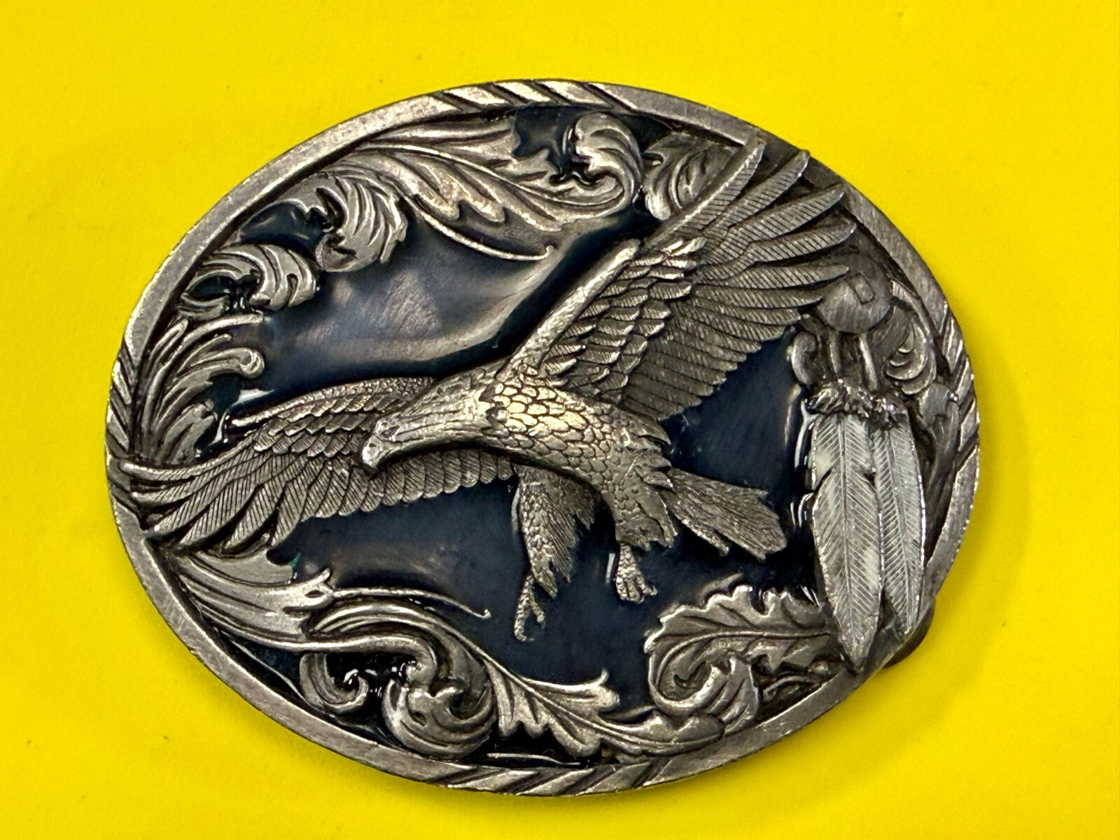 American Indian Flying Eagle Native Feather VTG 1995 Siskiyou Belt Buckle A-2