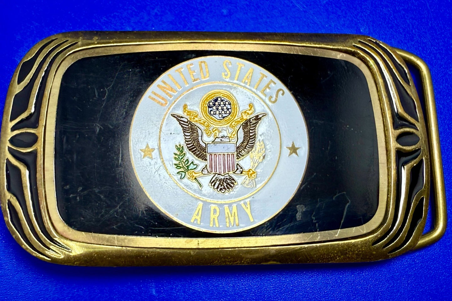 United States Army Military Eagle Seal Vintage 1988 NAP Solid Brass Belt Buckle