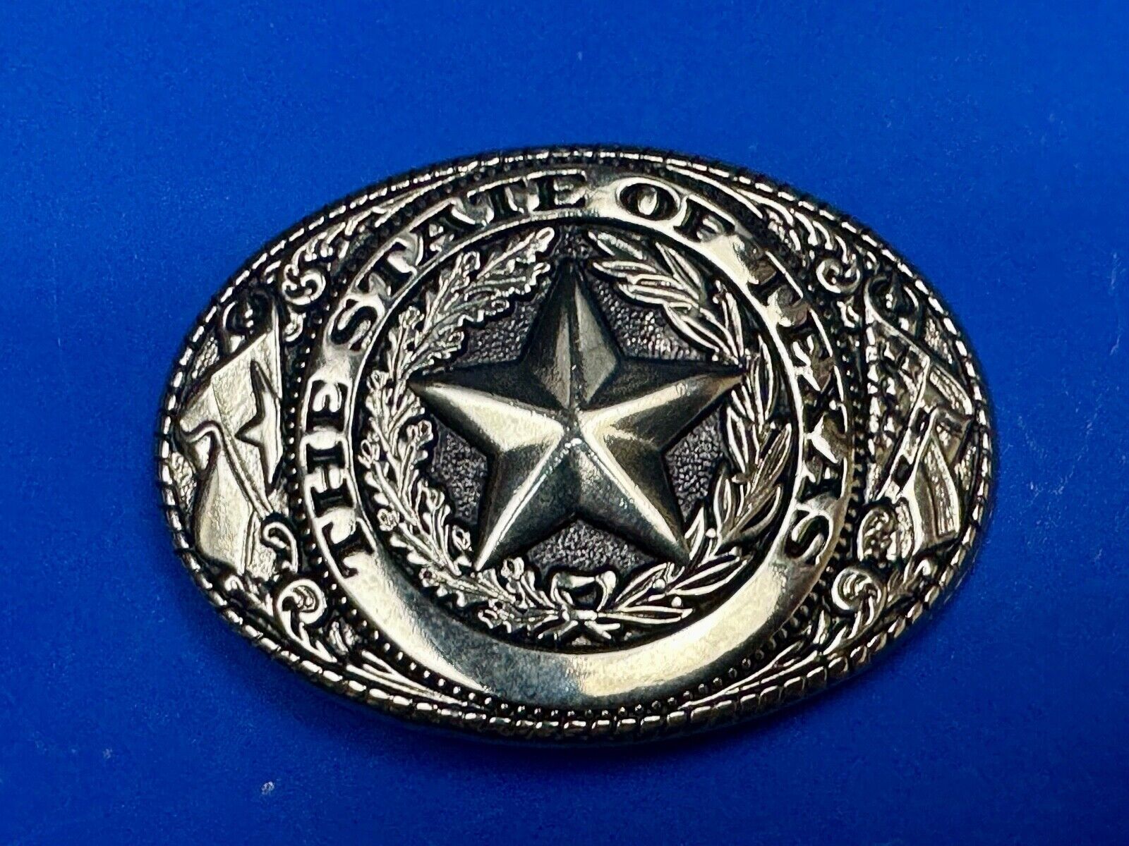 The Great State of Texas - Tx Star, Flag western light gold color belt buckle