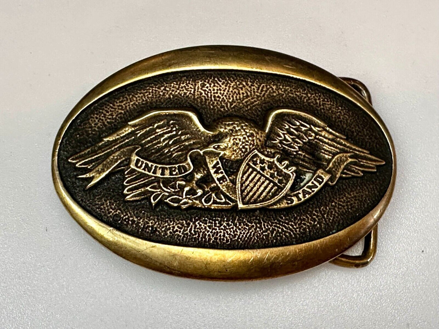 United We Stand - Patriotic American Eagle 1976 Heritage Mint Brass Belt Buckle