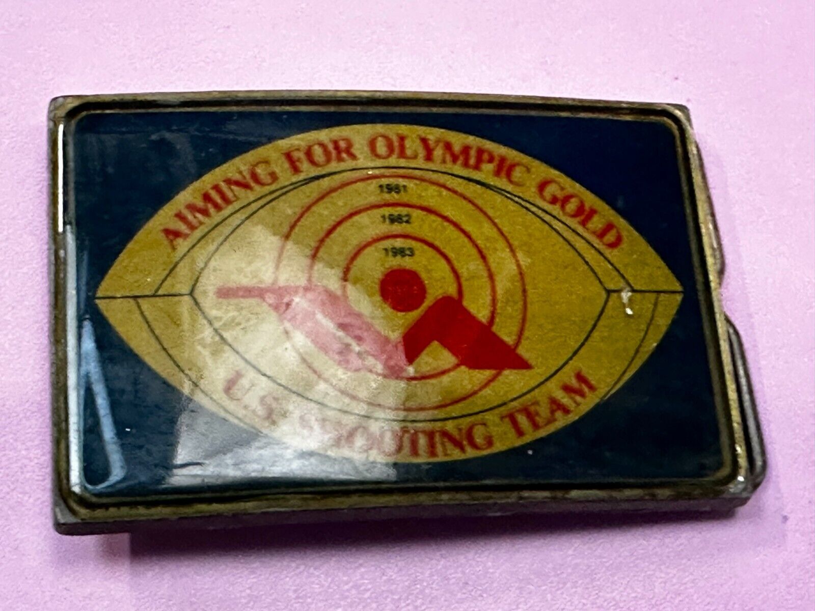 US Shooting Team Los Angeles 1984 Aiming for Olympic Gold Vintage Belt Buckle