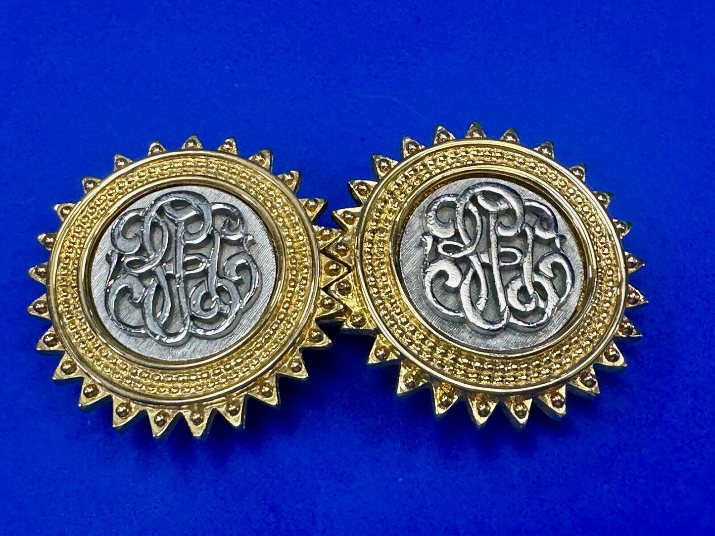 Two piece interconnecting vintage two tone belt buckle By Paquette