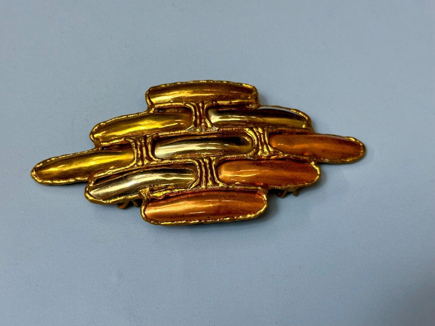 Vintage LARGE mixed metal chunky belt buckle slide / Made in India