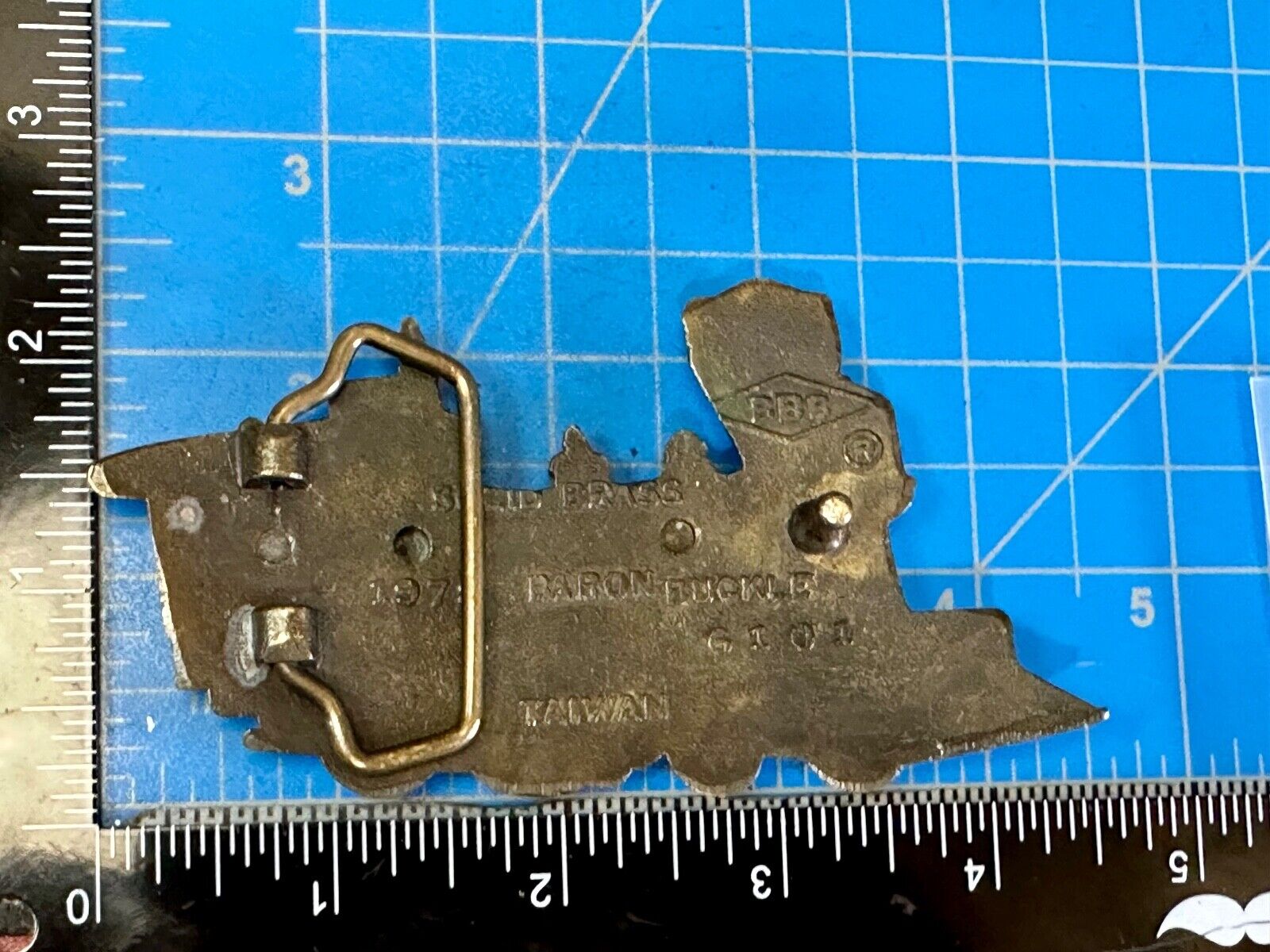 Train Rail Road Steam Engine vintage 1978 solid brass Baron Buckles belt buckle
