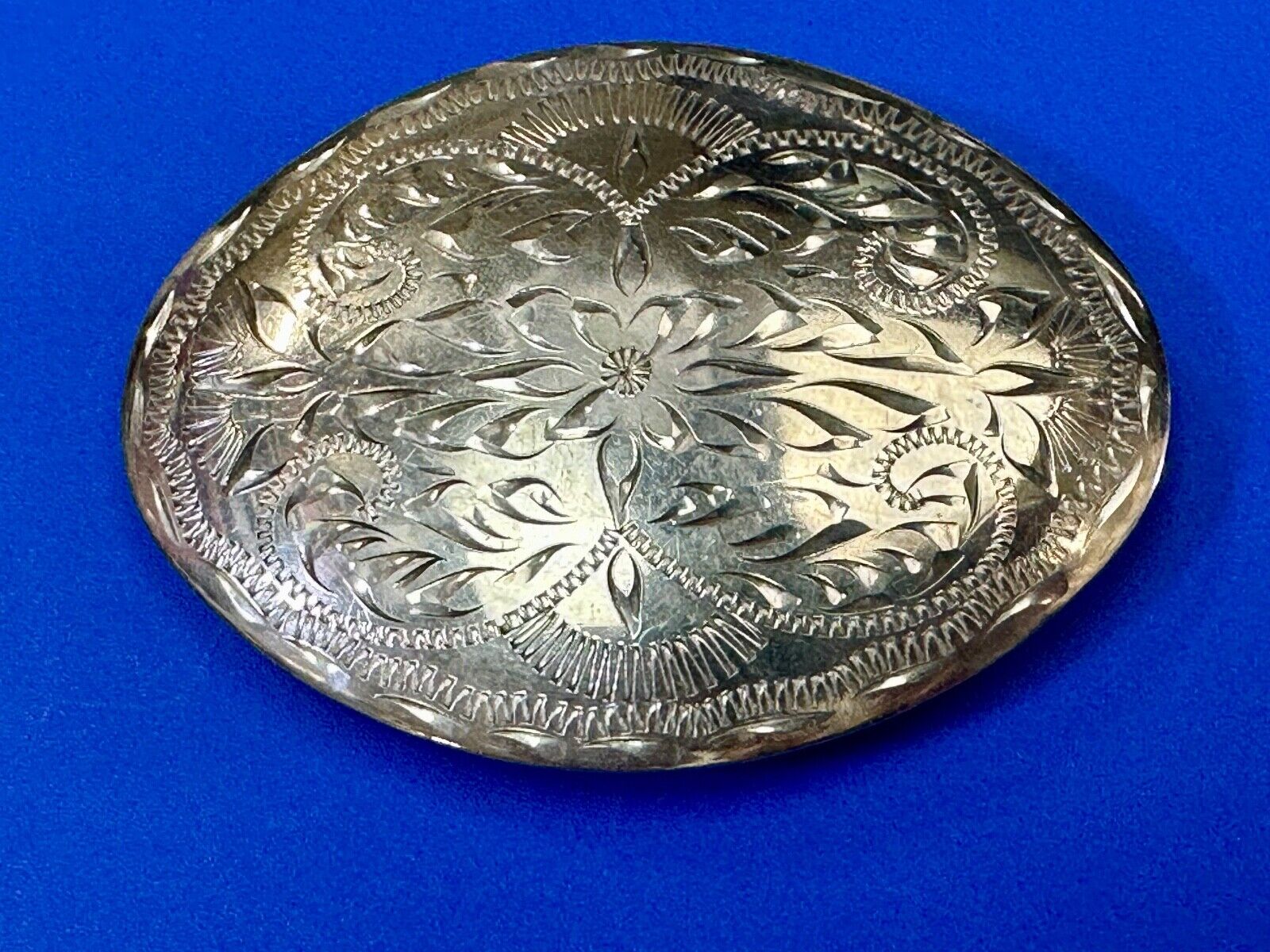 Beautiful Western Flair 3.5" wide engraved oval belt buckle