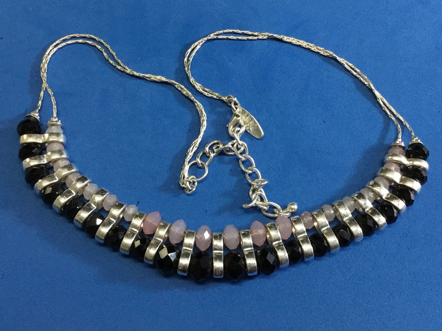 20" Silver  Black Accent Statement Necklace signed NY, New York & Co.