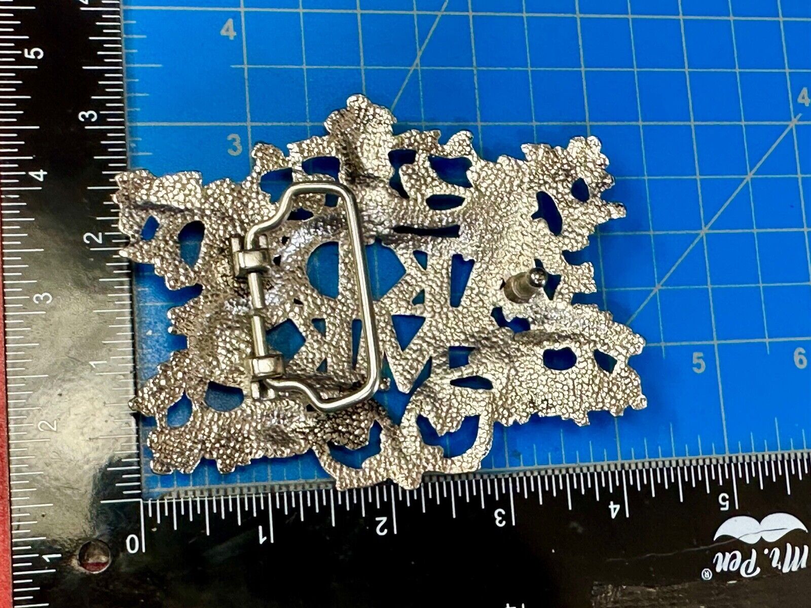 AKDMKS Large Hip Hop Y2K Streetwear Silver Color Ornate see through Belt Buckle