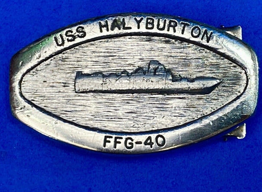 U.S. Navy Uss Halyburton Ffg-40 Oliver Hazard Perry-Class Frigate Belt Buckle