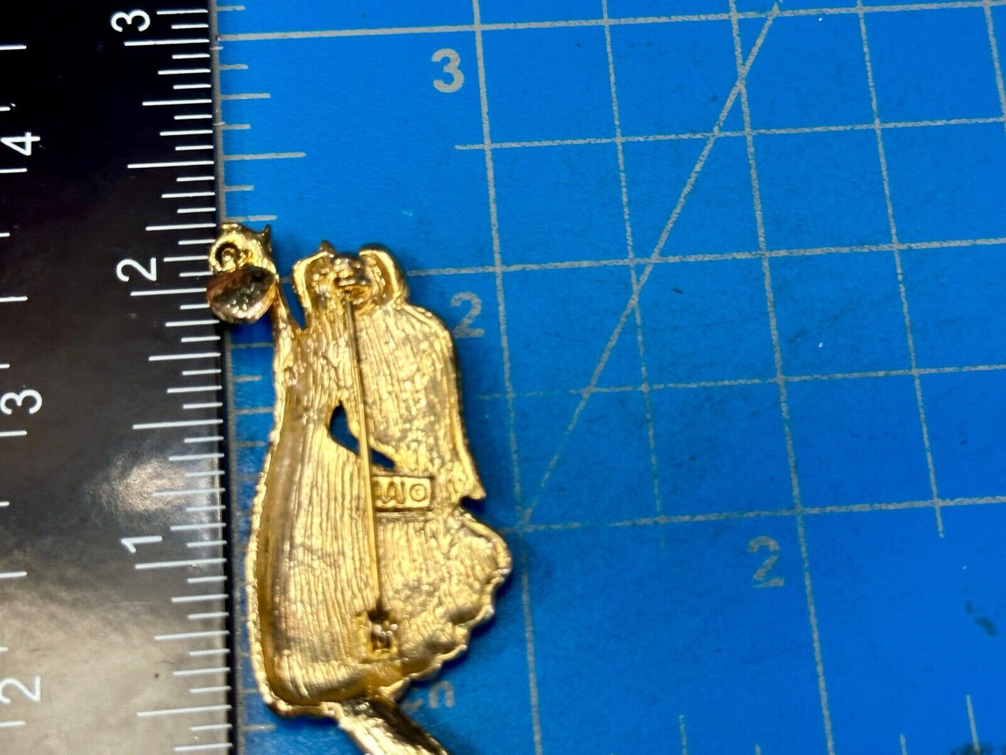 AAI vintage two tone rhinestone accented Holliday angel brooch pin