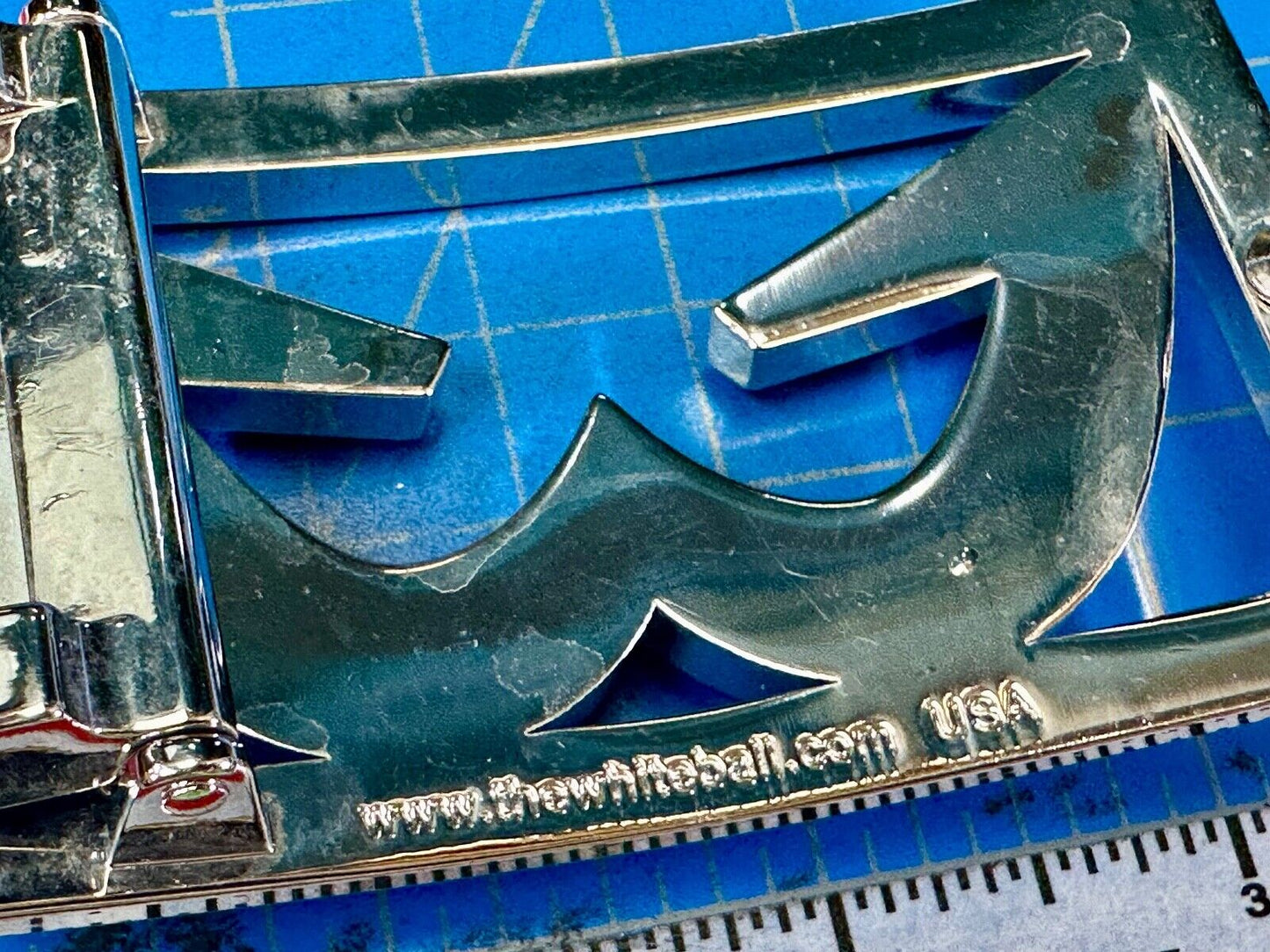 unique see through dual hook pattern silver color reflective belt buckle