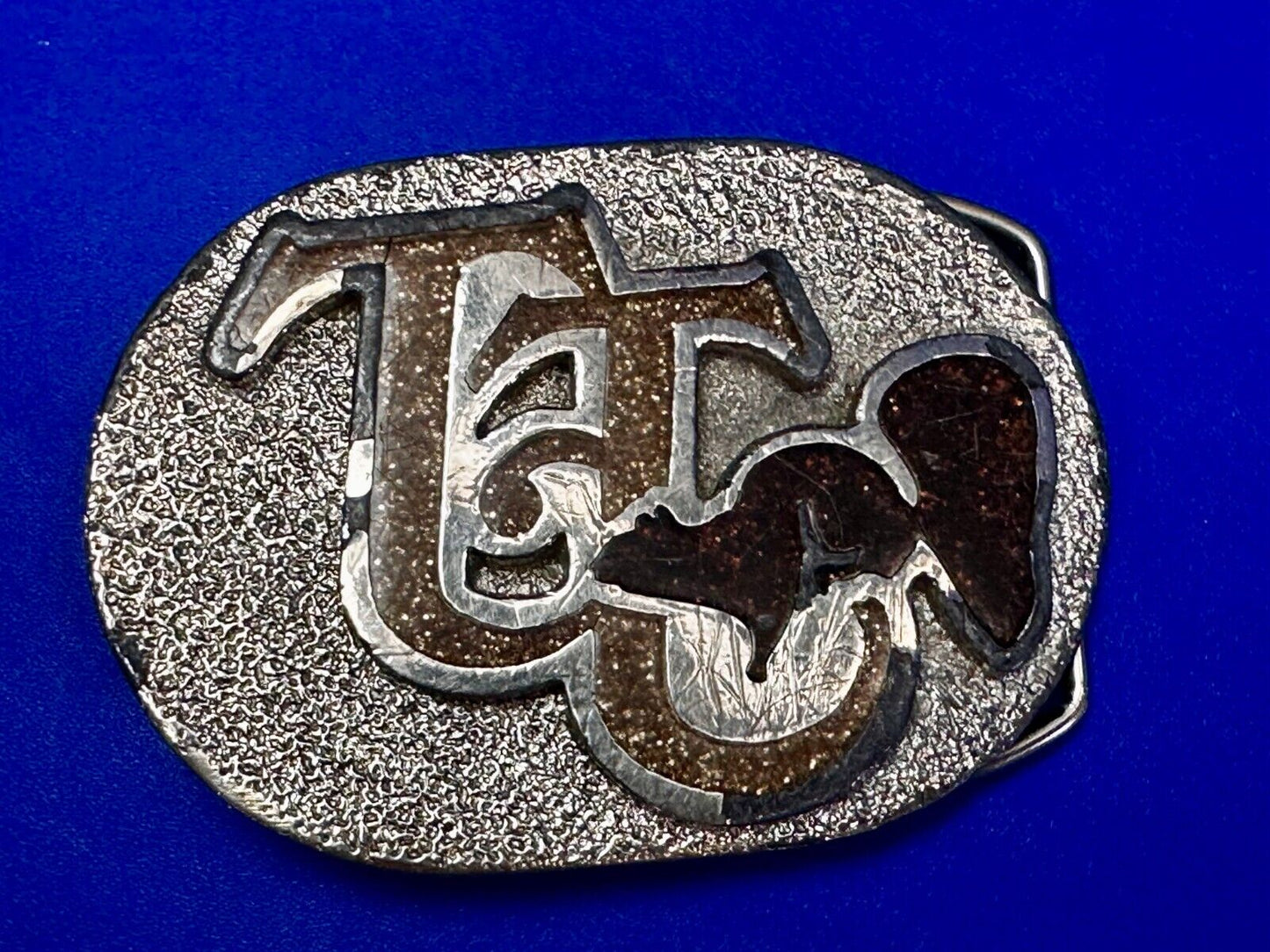 80'S  Tt Squirrel Sparky Brown Sparkle Enameled Vintage Belt Buckle