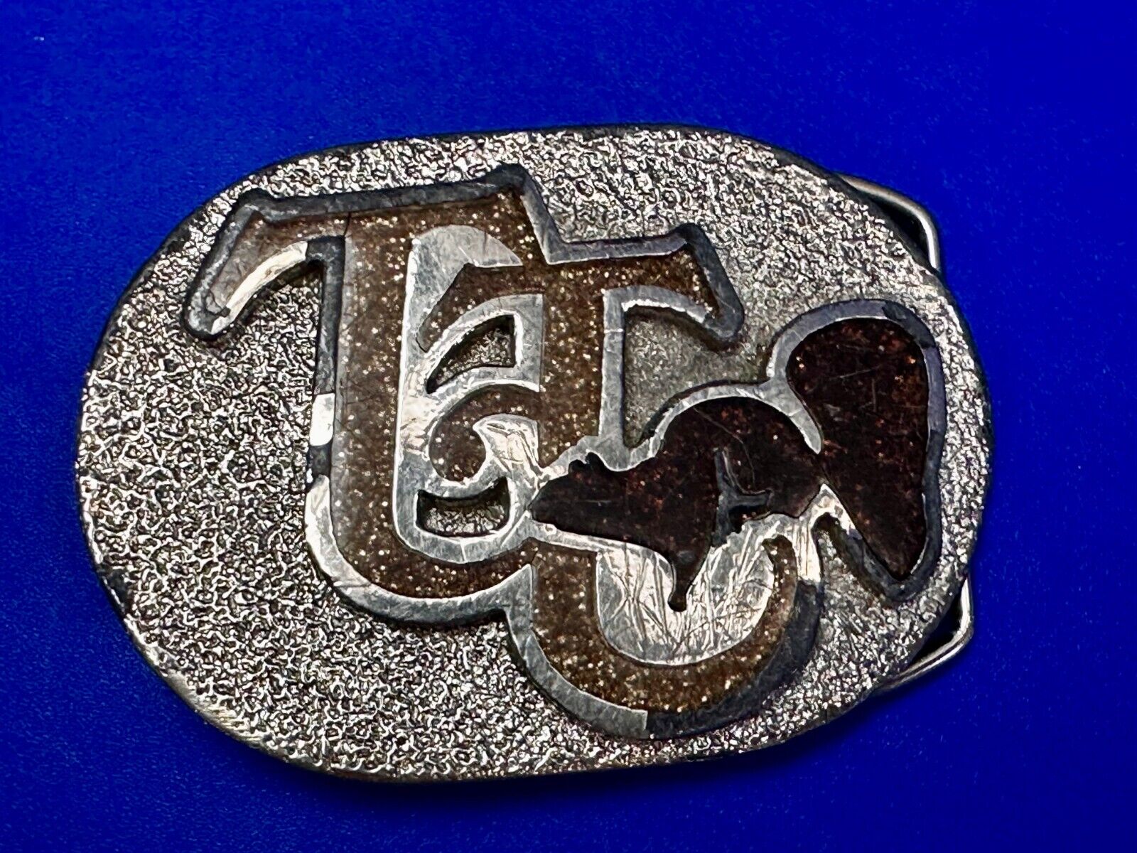 80'S  Tt Squirrel Sparky Brown Sparkle Enameled Vintage Belt Buckle