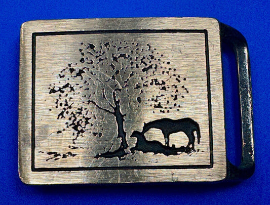 Two Horses - Vintage Tech Ether Guild ART belt buckle
