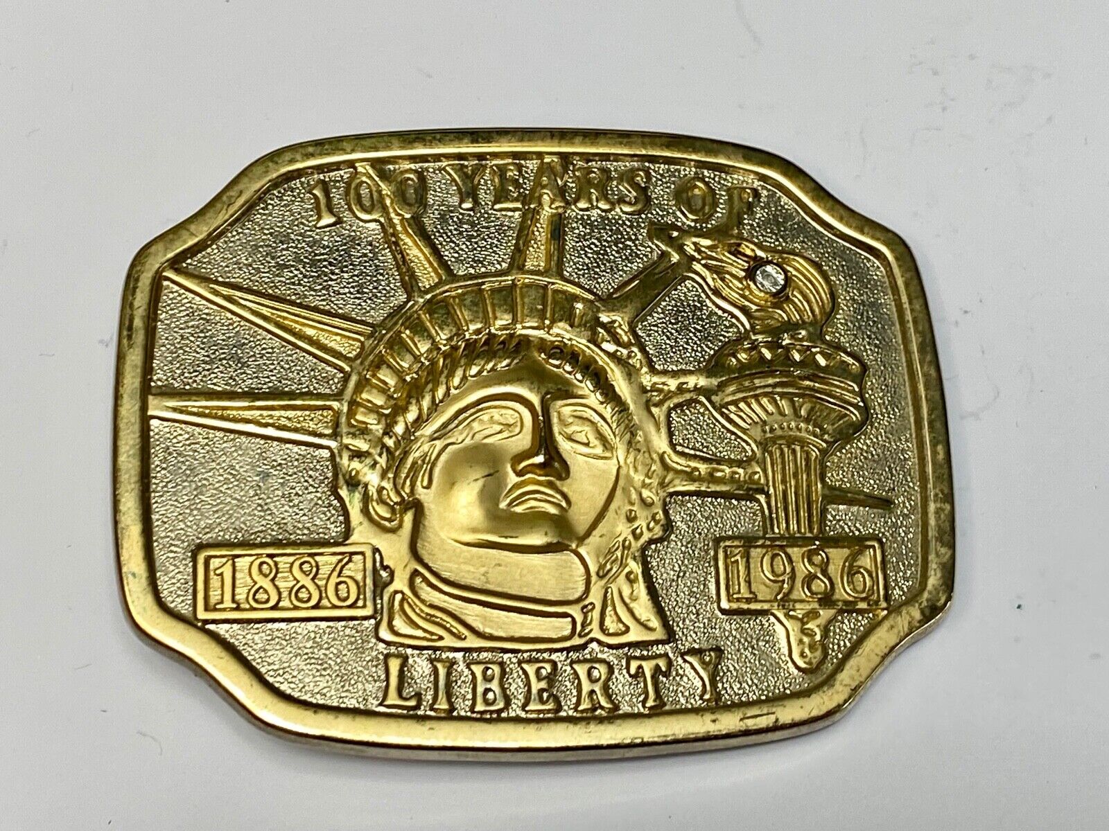 100 Years Of Lady Liberty - Nyc Iconic American Symbol Statue 1986 Belt Buckle 