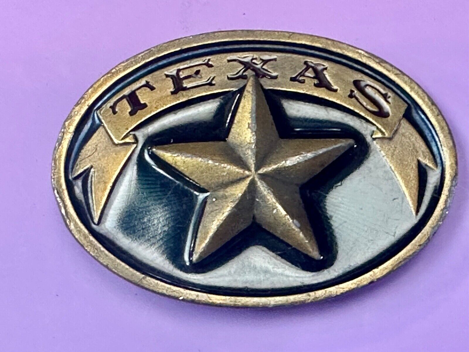 Vintage 1979 Texas Star Retro Style belt buckle by Bergamot Brass Works