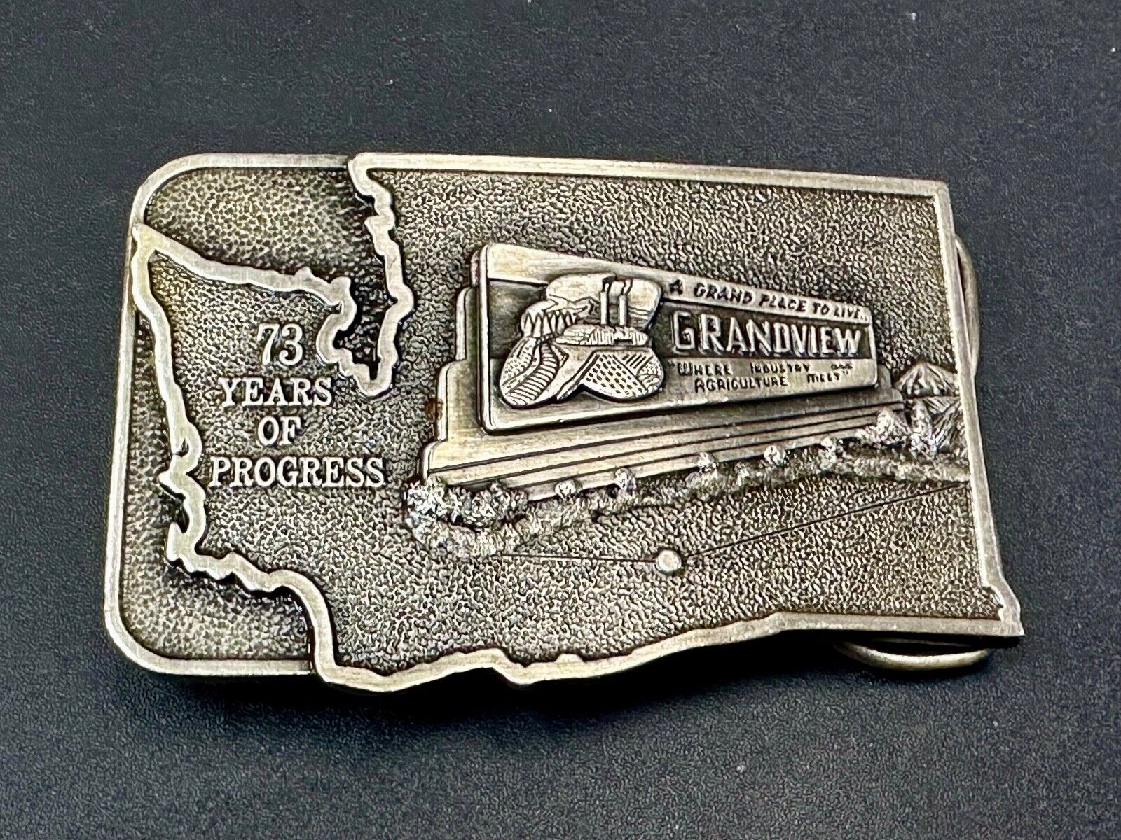 Vintage 1981  Grandview Oregon - A grand place to live - Lions Club belt buckle