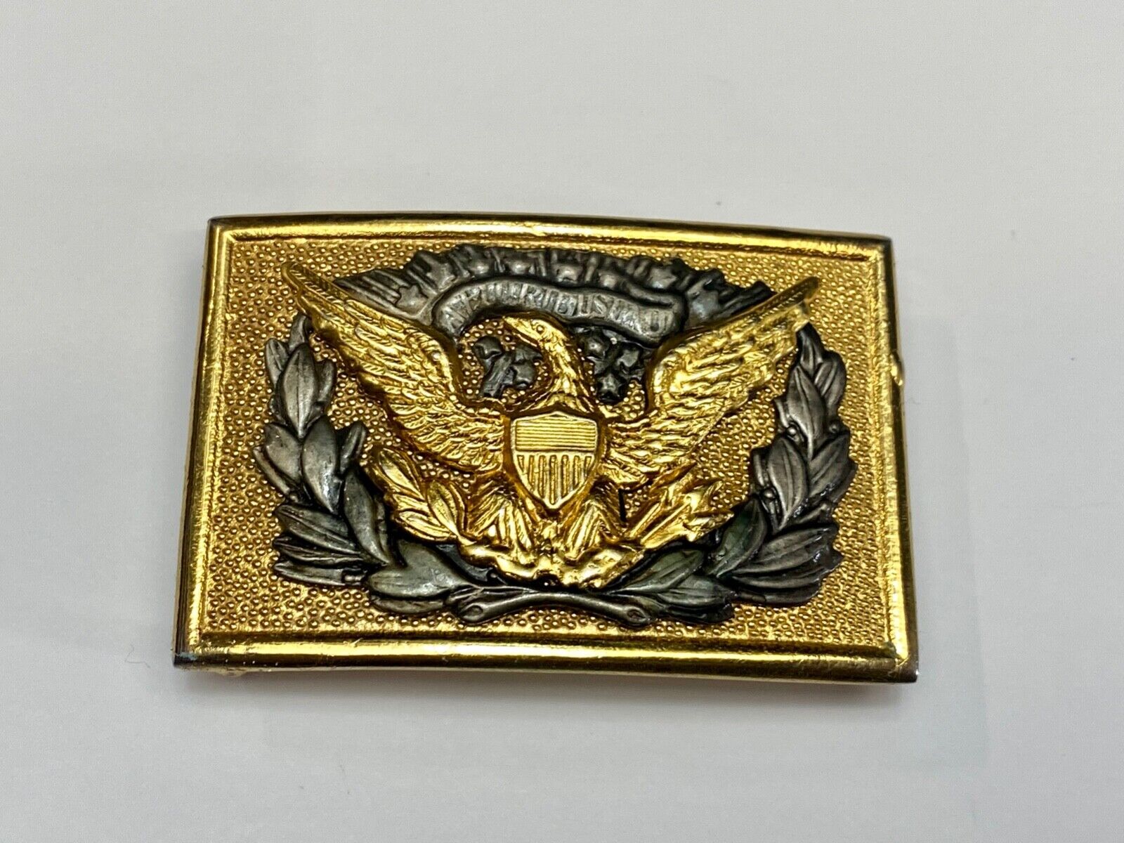 Vintage American Eagle Shield Olive Branch Emblem belt buckle & table plaque