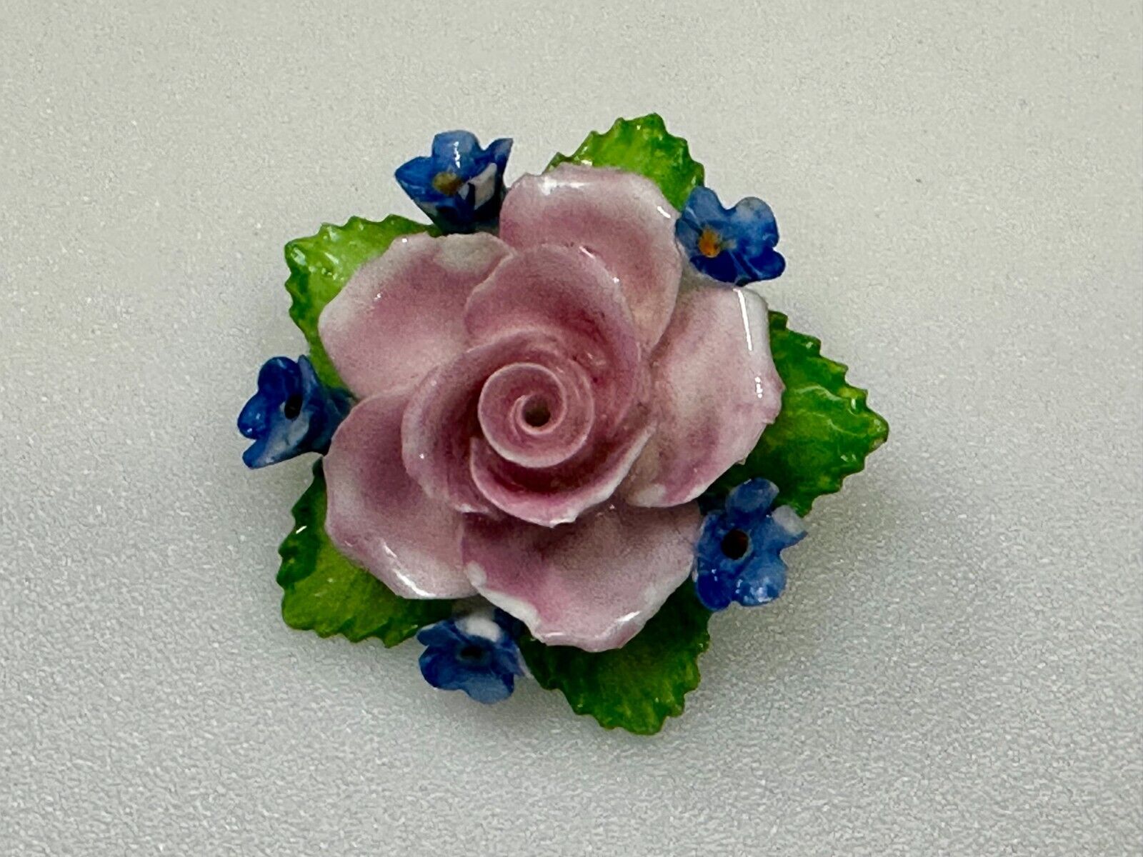 Beautiful Rose Flower Bouquet Brooch Pin Denton China Made in England