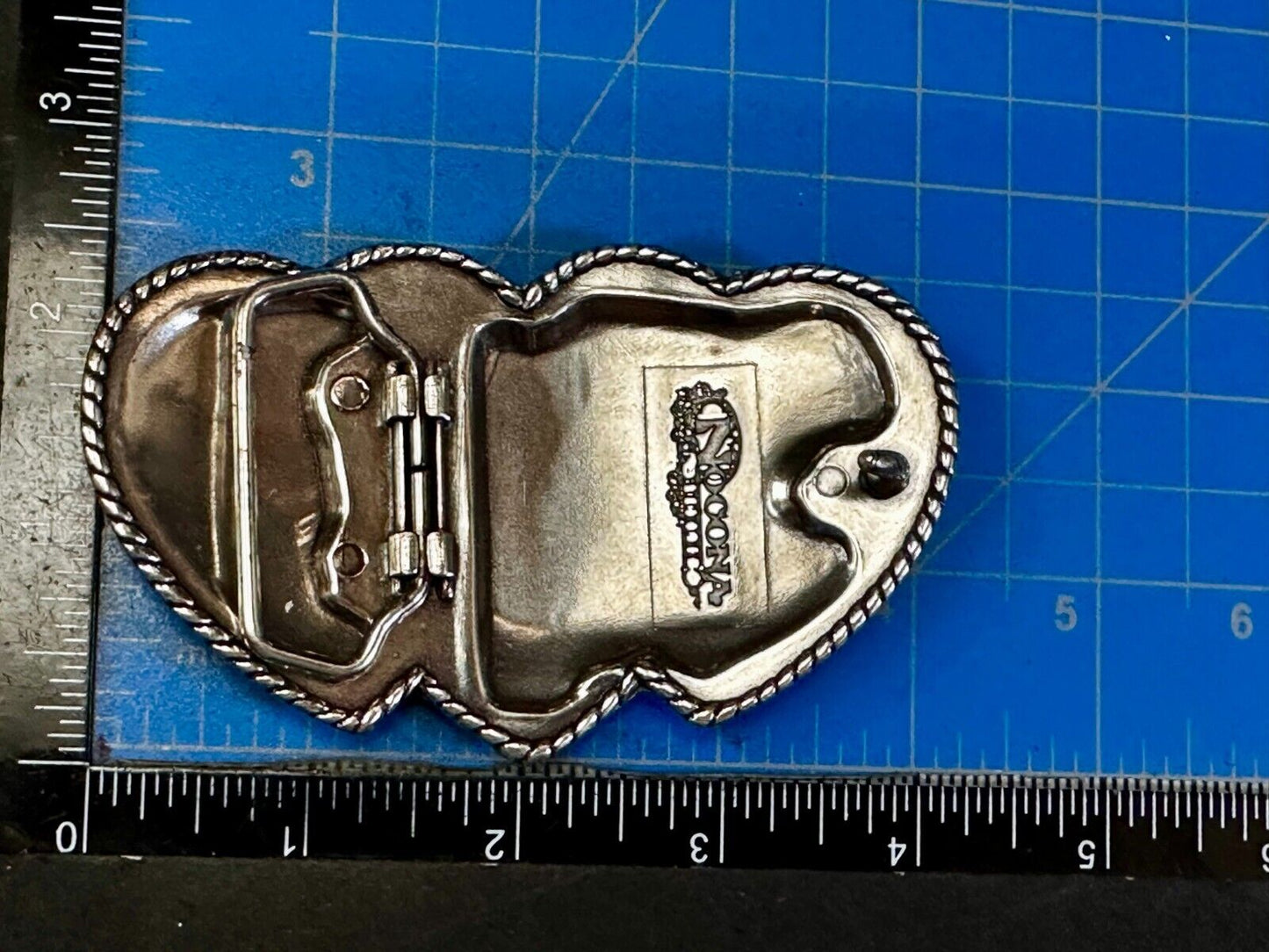 Triple / 3 Hearts - Rhinestone accented Silver tone cutout western Belt Buckle