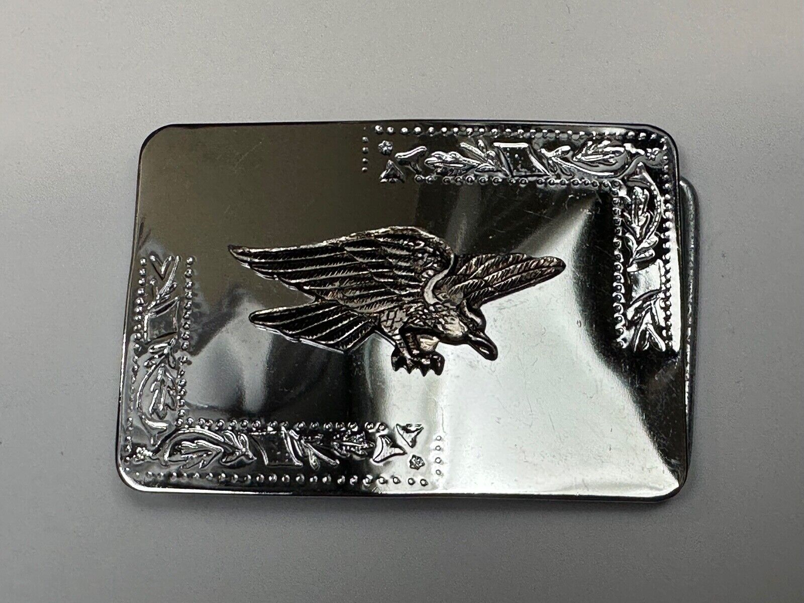 Vintage Hunting Flying Majestic Eagle on western mirrored two tone belt buckle