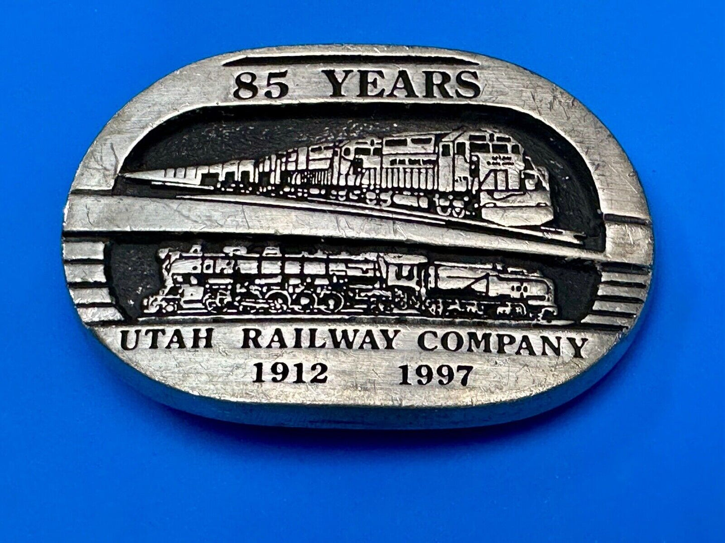 Utah Railway Co Vtg Train Railroad 85 Years - Gary Prazen Sculpture Belt Buckle