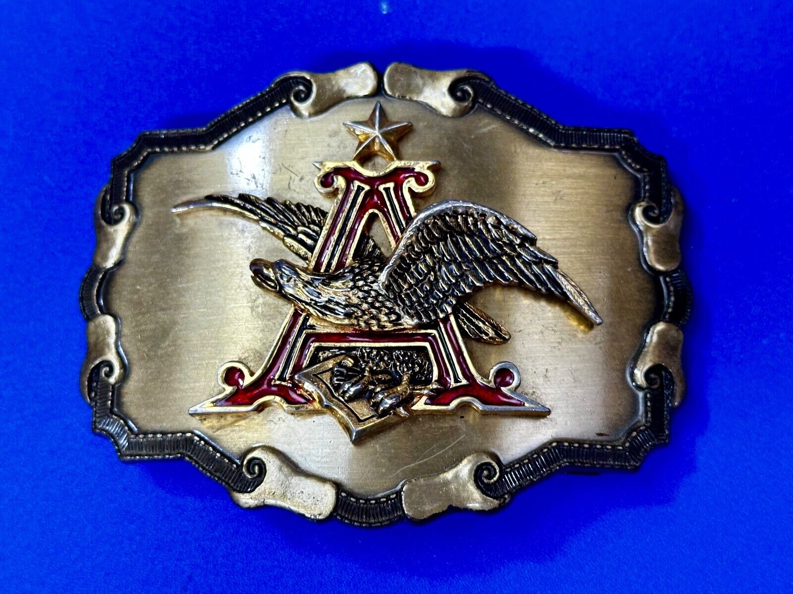 Anheuser Busch Beer Eagle Emblem Belt Buckle USA Rain-Tree 2 1/2 x 3 3/4
