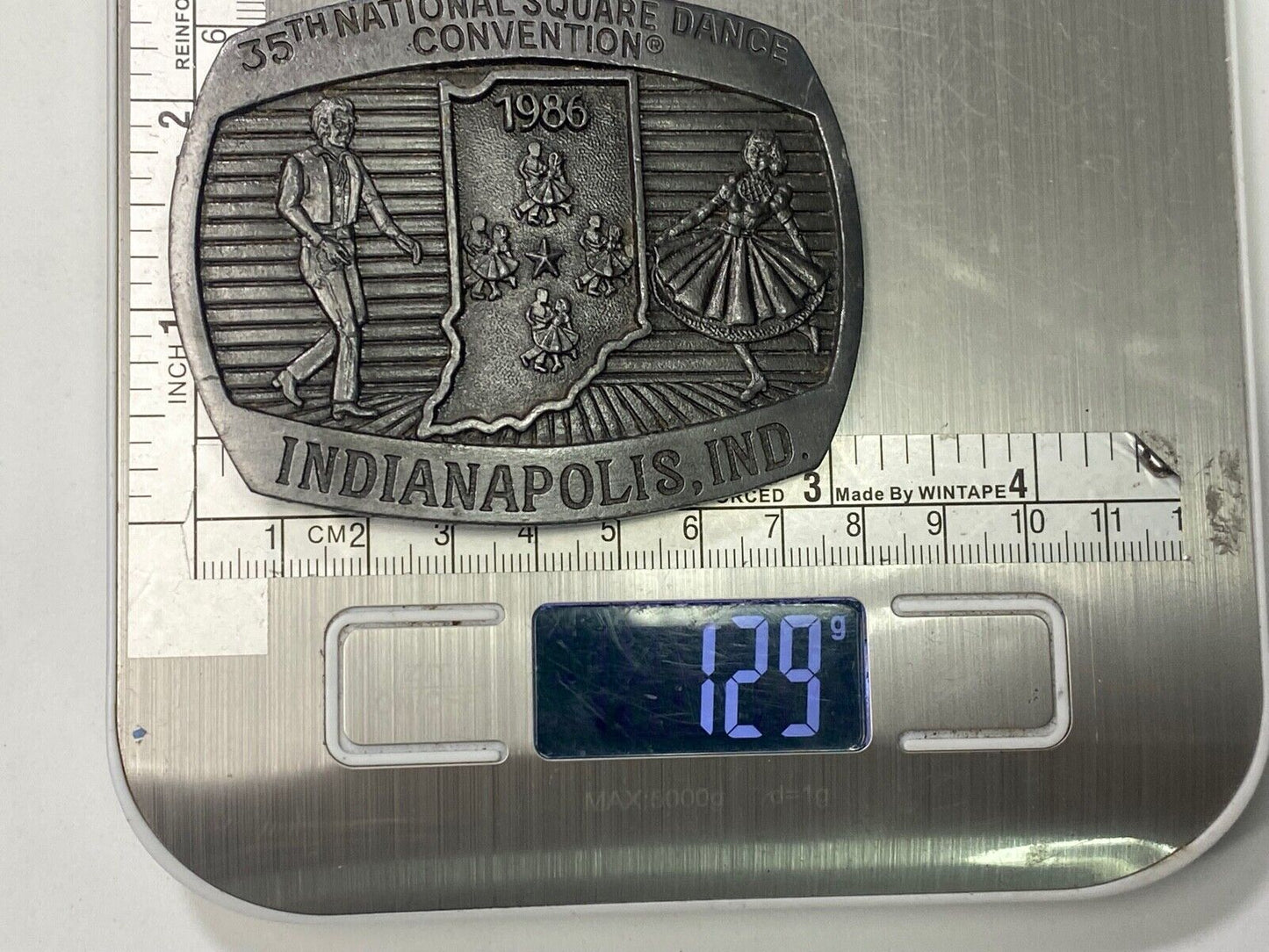 35Th National Square Dance Convention 1986 Indianapolis In Western Belt Buckle 