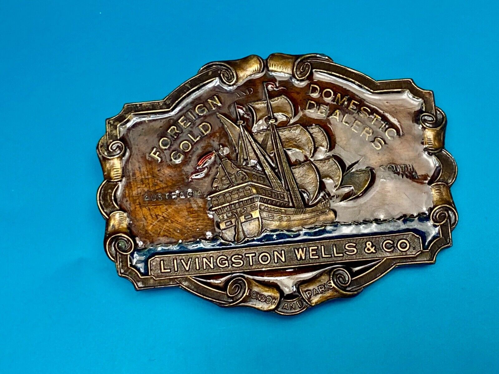 V-33 LIVINGSTON WELLS & CO Bergamot belt buckle Foreign & Domestic Gold Dealers