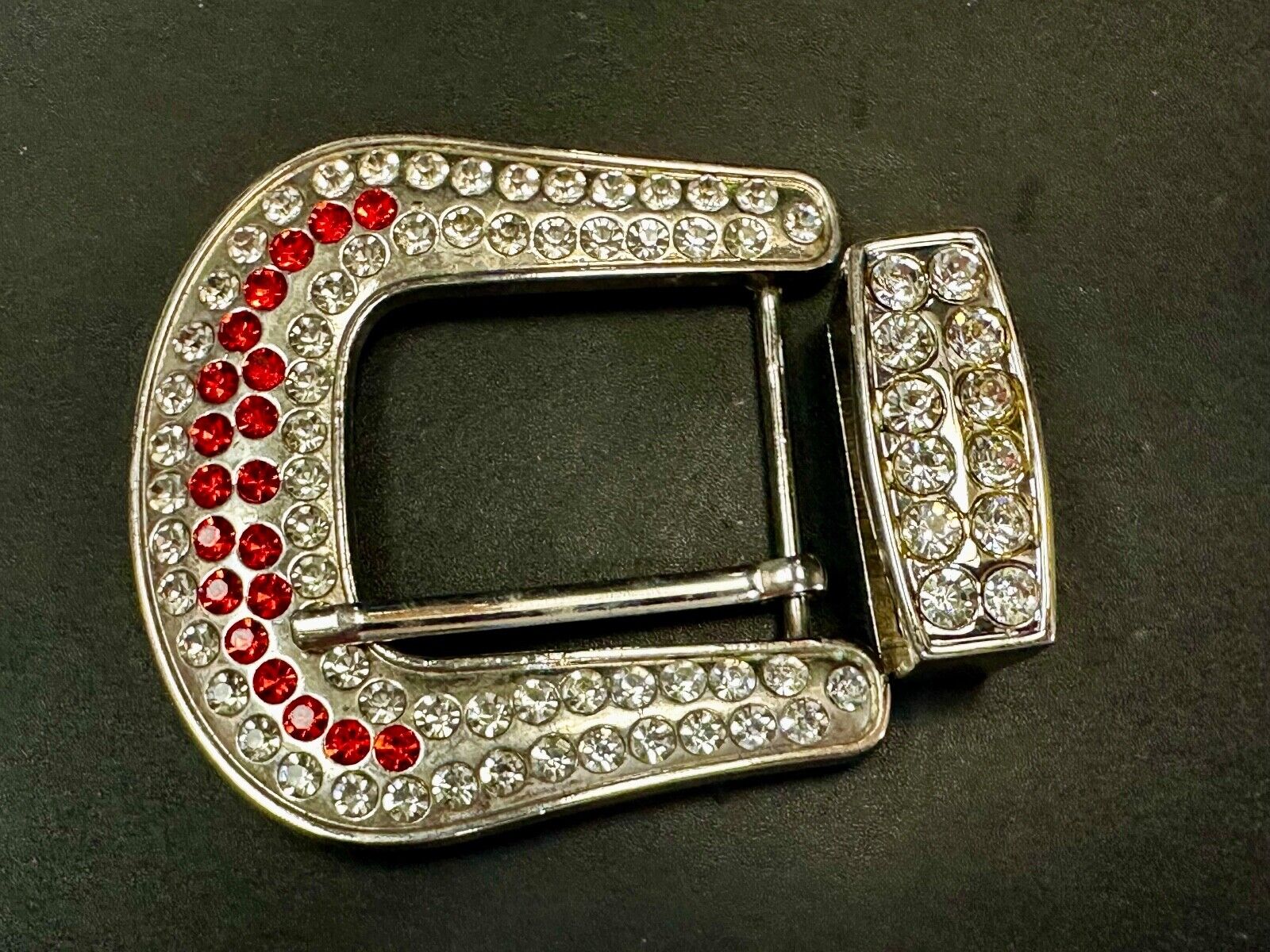 Two Piece Ranger Silver Tone Rhinestone Covered Belt Buckle Set  - with Keeper