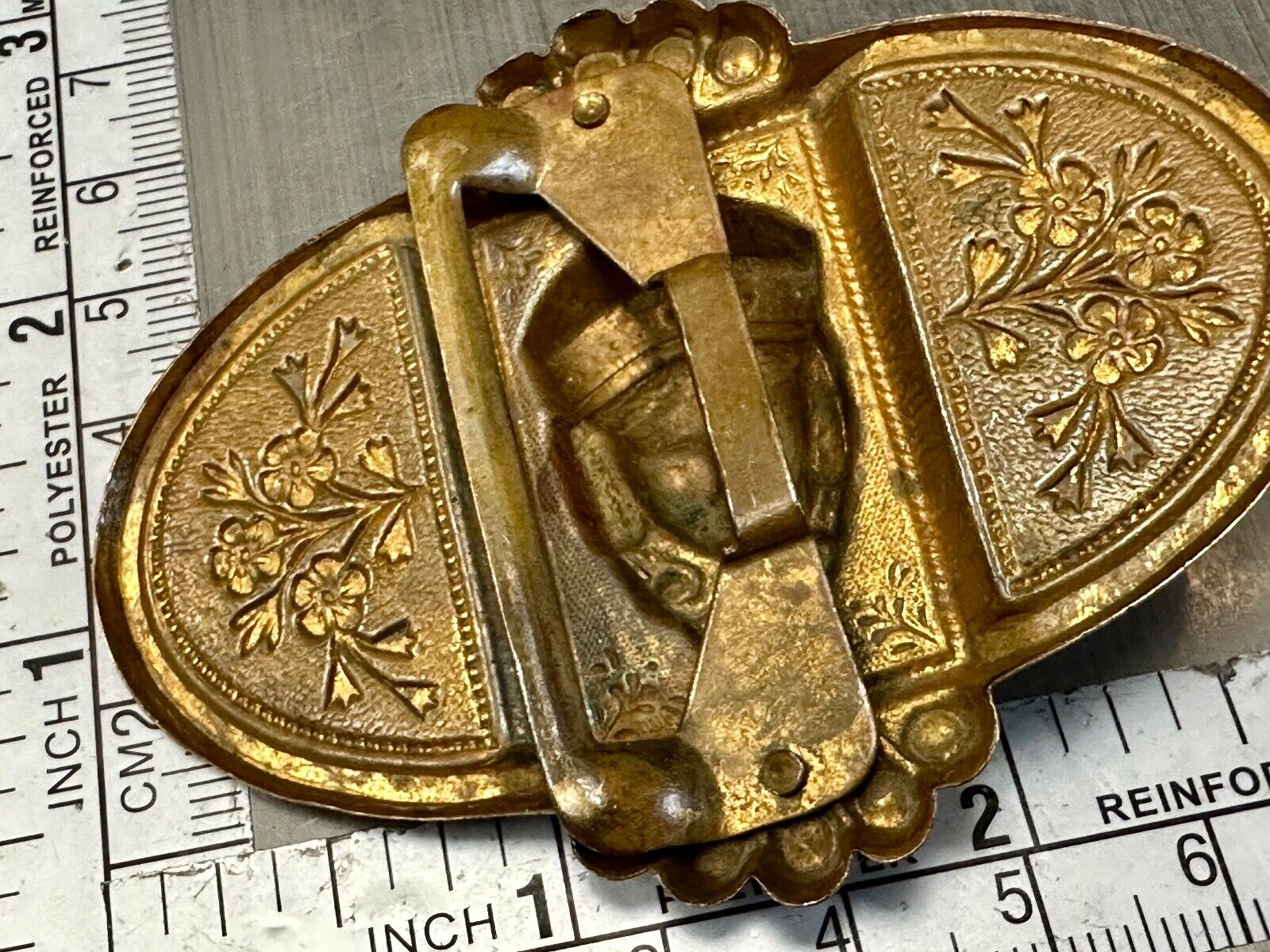 Antique Head Bust Belt Ornament - buckle slide clip - unknown to me! Victorian?