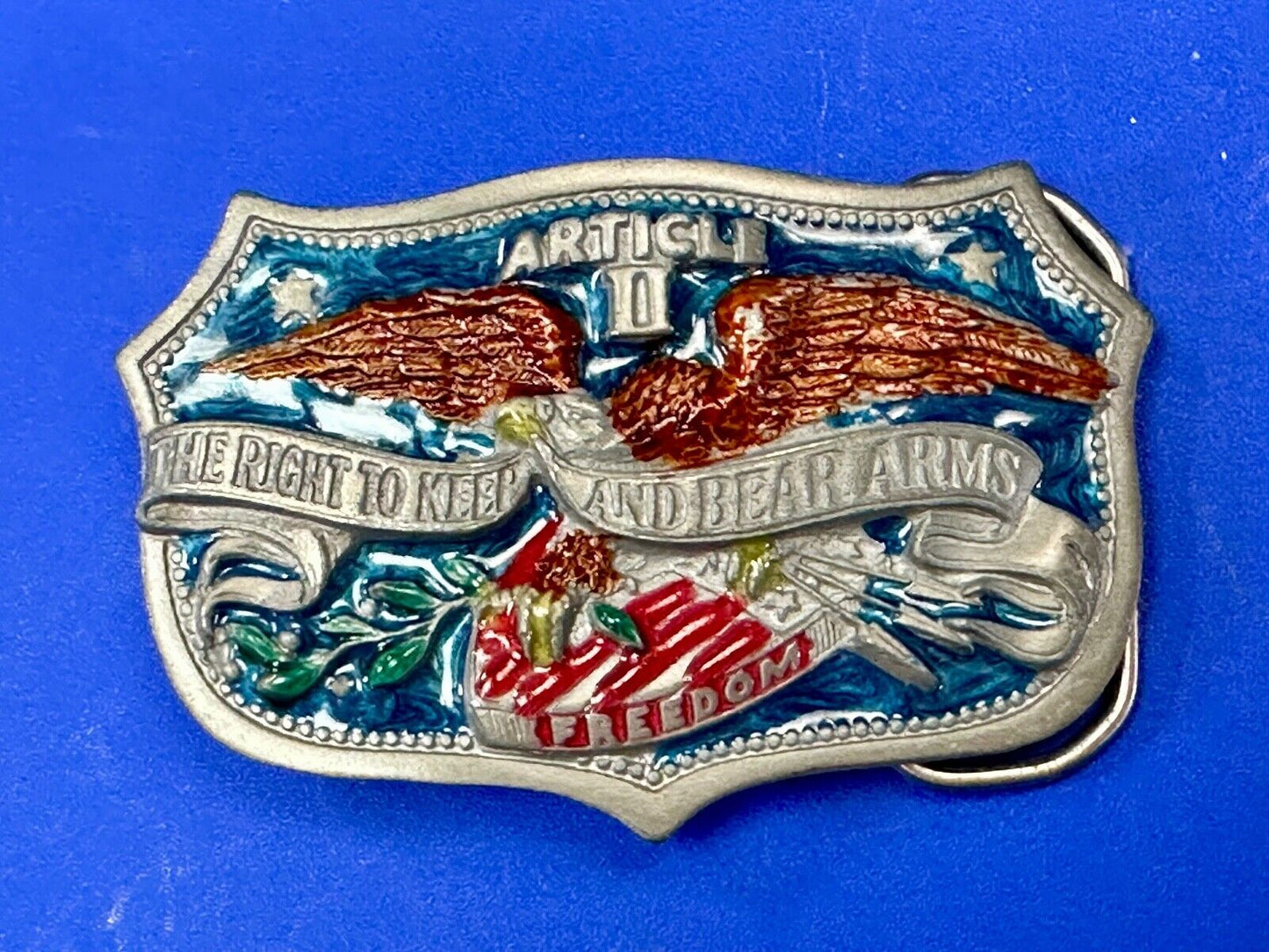 2nd amendment the right to keep and bear arms vintage 1982 belt buckle