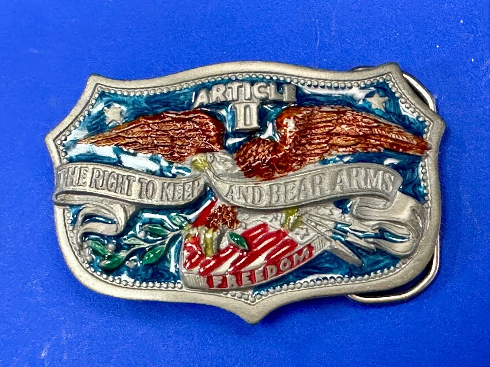 2nd amendment the right to keep and bear arms vintage 1982 belt buckle