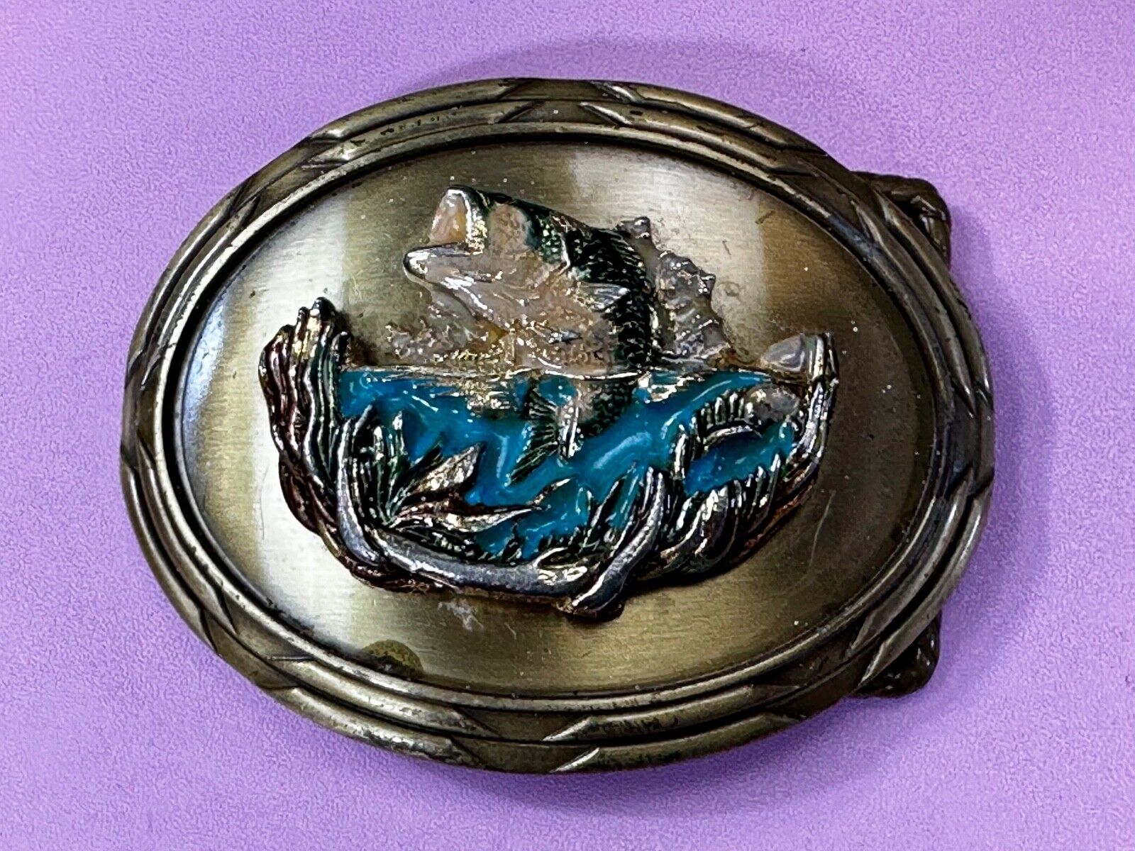 Trout Fish Sport Fishing Fisherman 1978 Colorful Belt Buckle by Rain Tree