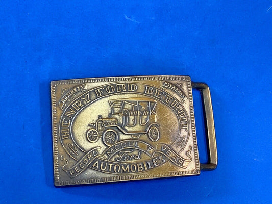 Vintage Henry Ford Detroit Automobiles Metal Belt Buckle     Model T Antique 