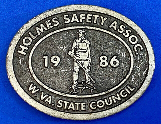 Vintage 1986 Holmes Safety Assn.   West Virginia Council Belt Buckle Fox Adds