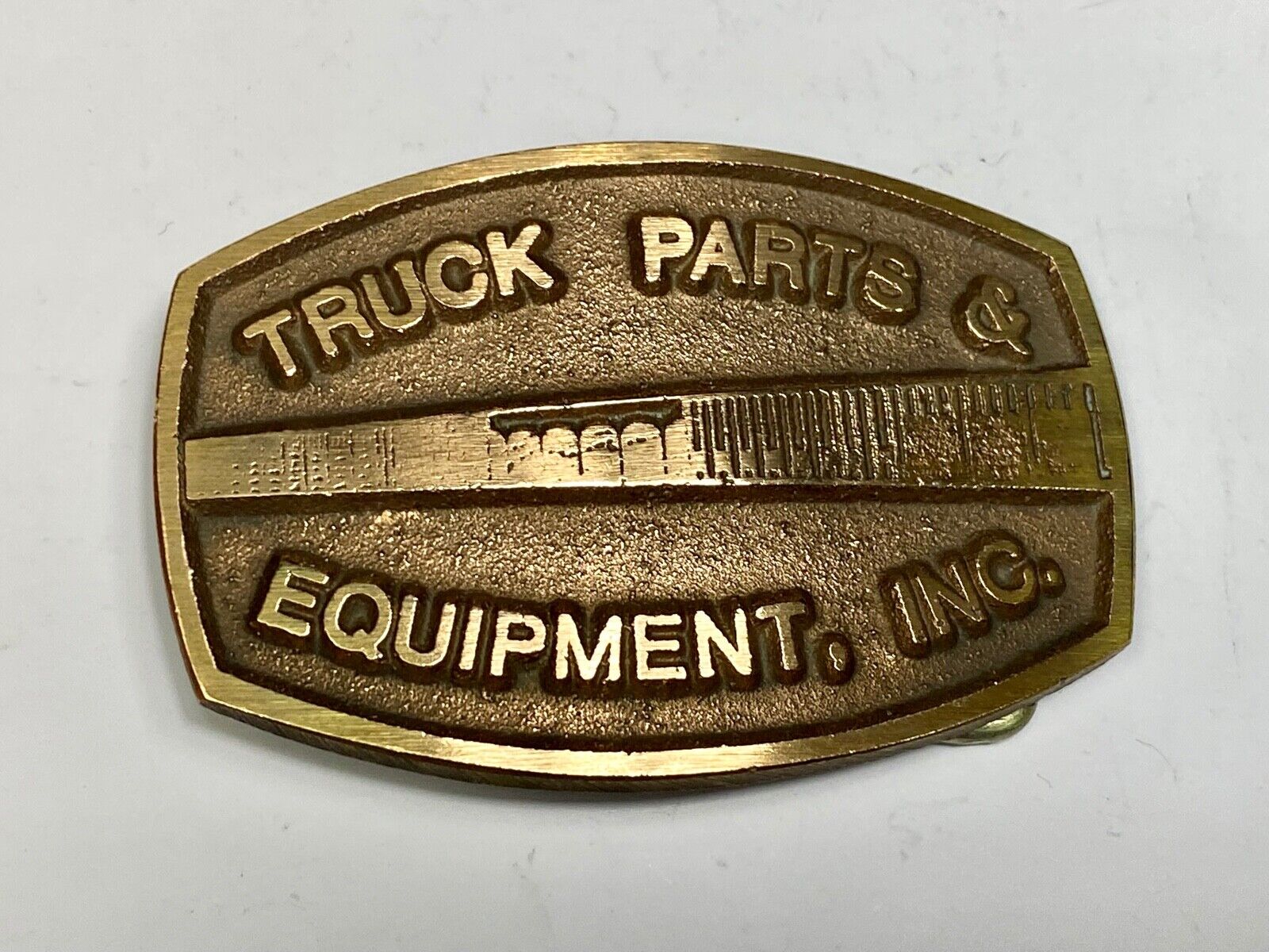 Truck Parts And Equipment Vintage Brass Tone? Belt Buckle