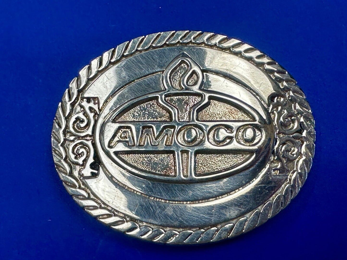 Amoco Oil Gas Mining Fuel Company logo Vintage 1981 belt buckle by by OC tanner