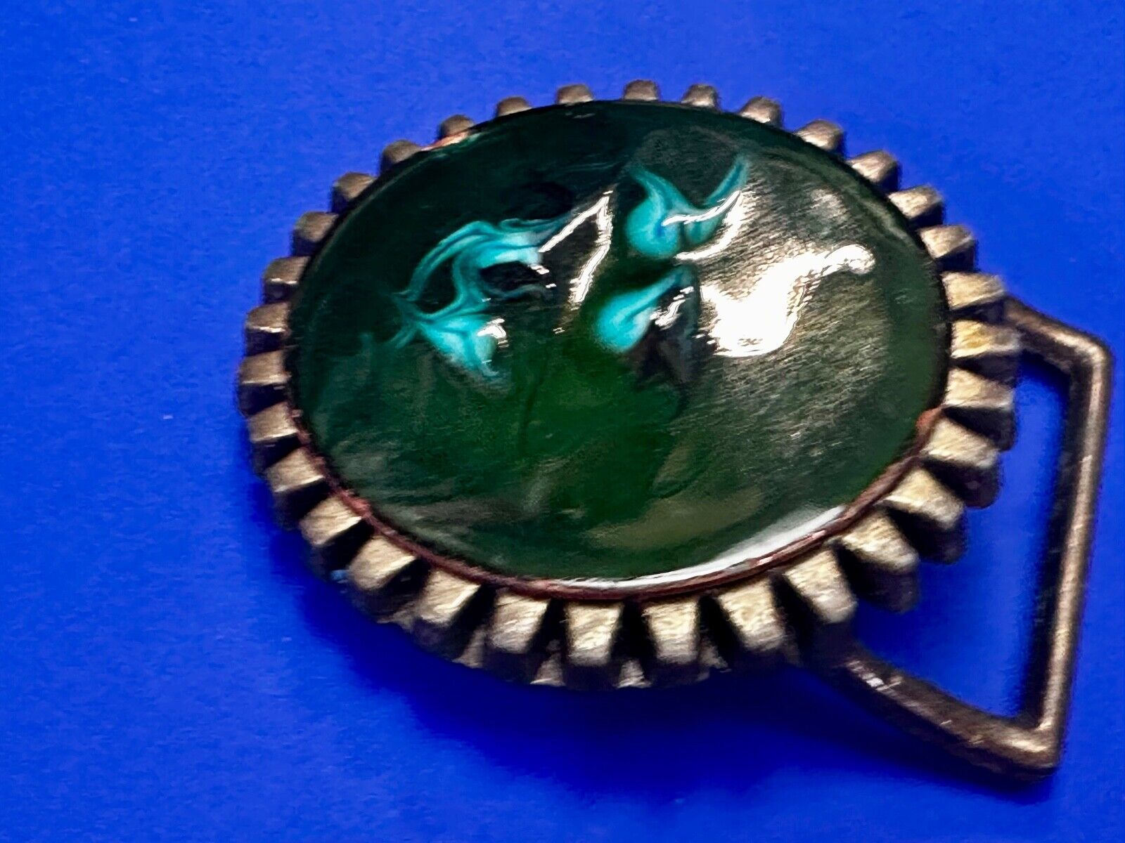 Artisan Metalworker Green Email Art Project - Beautiful Vintage Belt Buckle