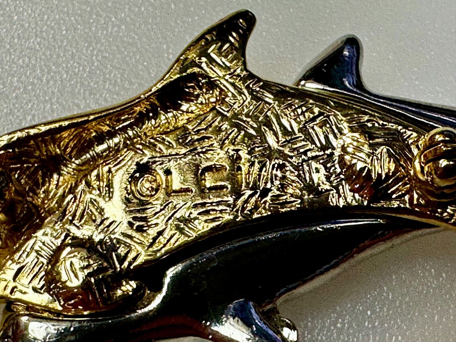 Two Dolphins Silver & Gold Tone Vintage Brooch Pin Signed Liz Claiborne