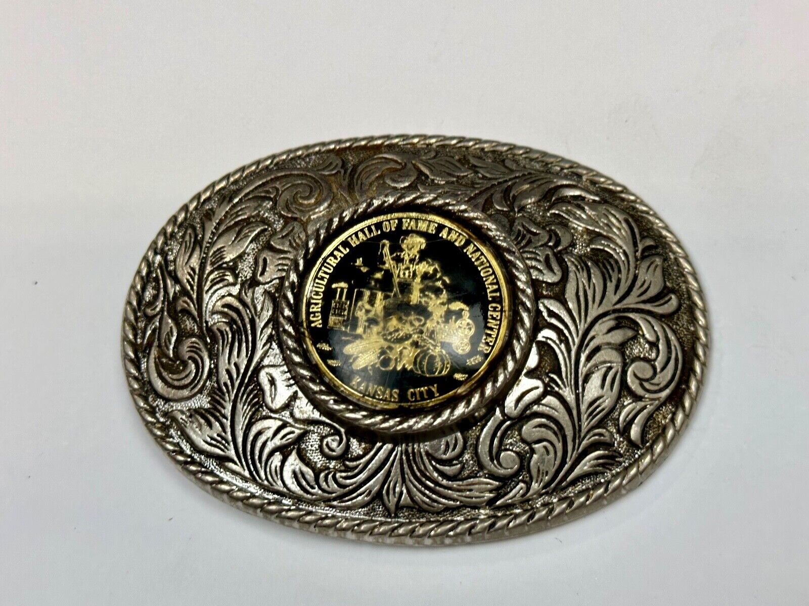 Agricultural Hall of Fame Kansas City western round centerpiece Belt Buckle