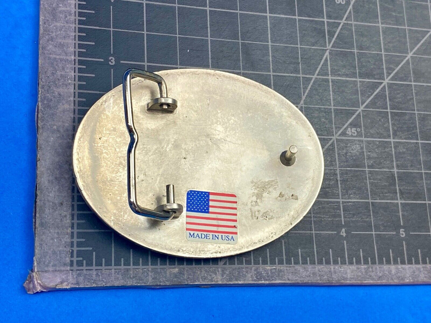 Vintage Etched USA made western flying wings wide eagle belt buckle 