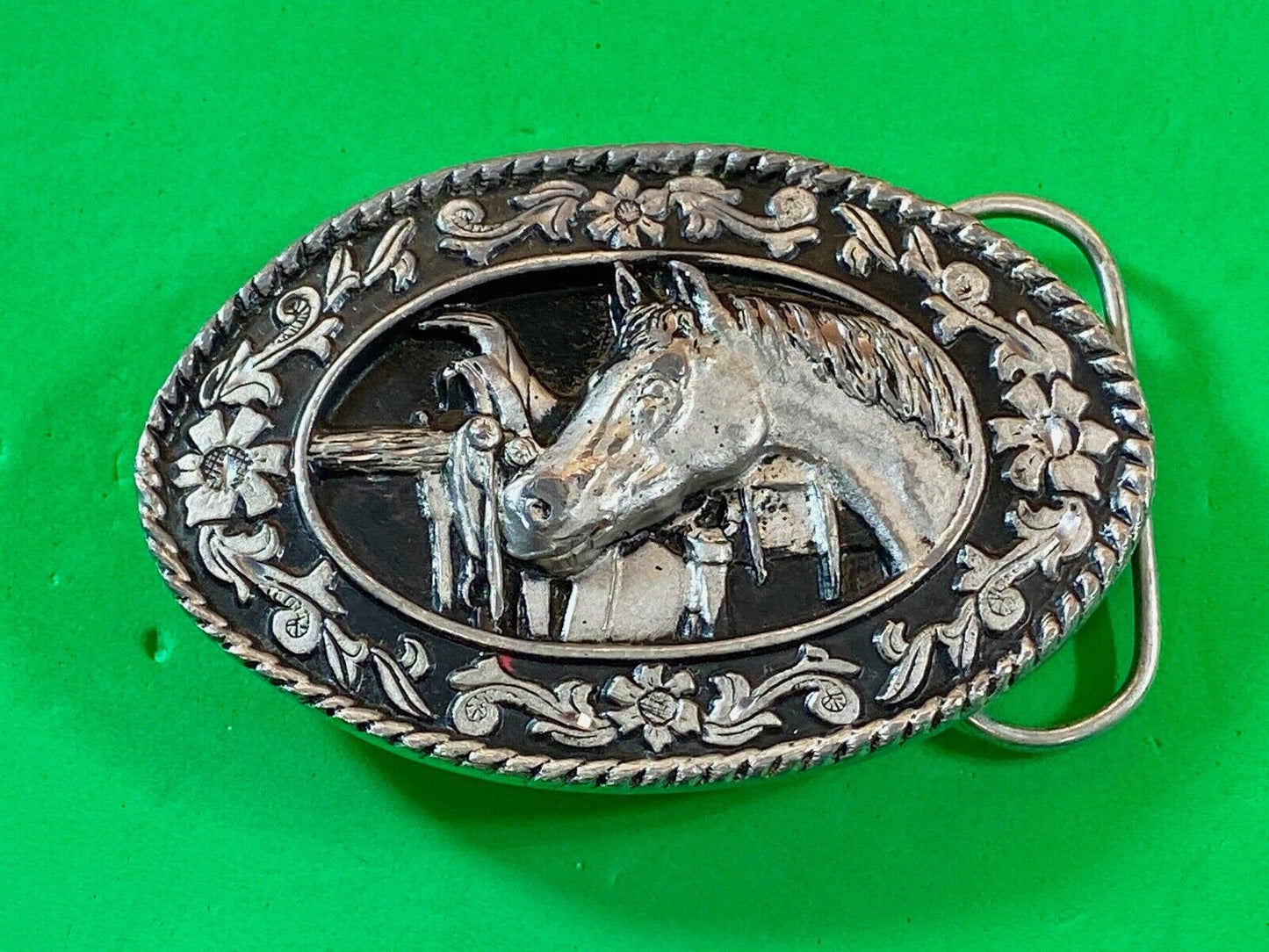 Vintage 1980'S Sw-1 Siskiyou Belt Buckle - Tribute To The Horse 