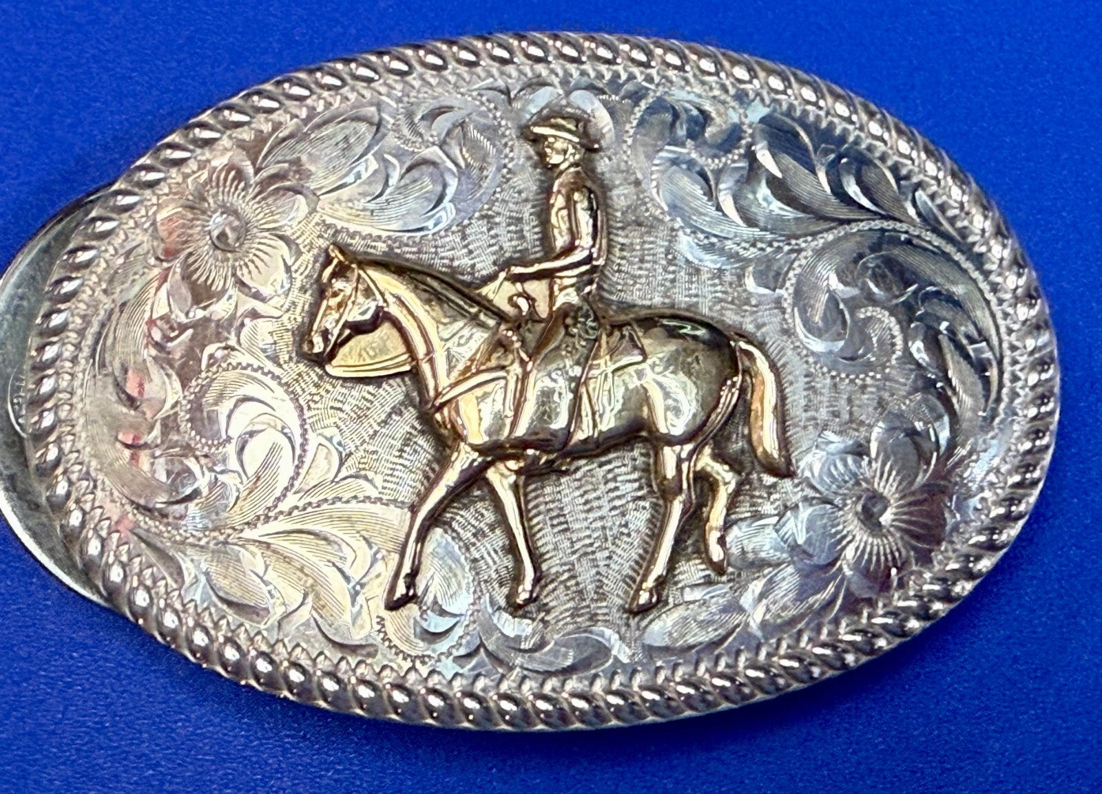 Vintage Diablo Sterling 8 Belt Buckle - Horseback cowboy   BEAUTIFUL