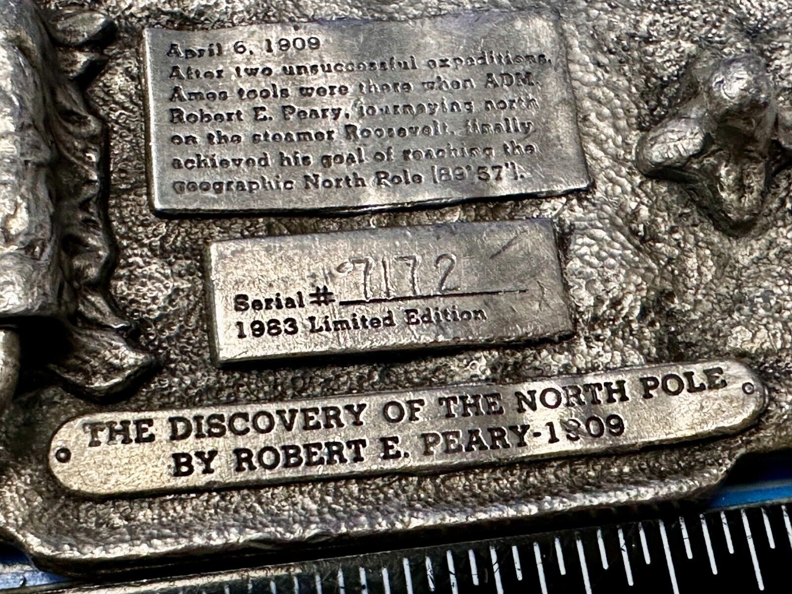 AMES TOOLS The Discovery of the North Pole by Robert E. Peary 1983 Belt Buckle